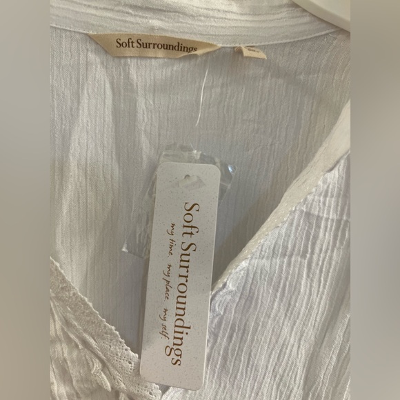 Soft Surroundings Regatta White Gauze V-Neck Top - Picture 7 of 13